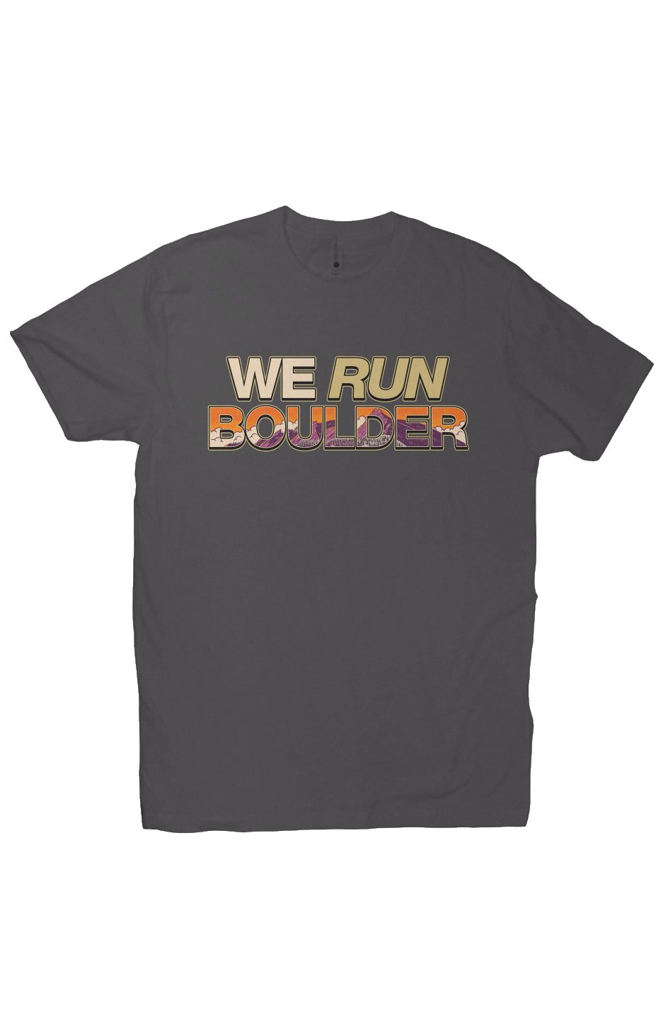 Flatirons Boulder Bold T (Sunrise) worn by runner at sunrise in Boulder
Colorado