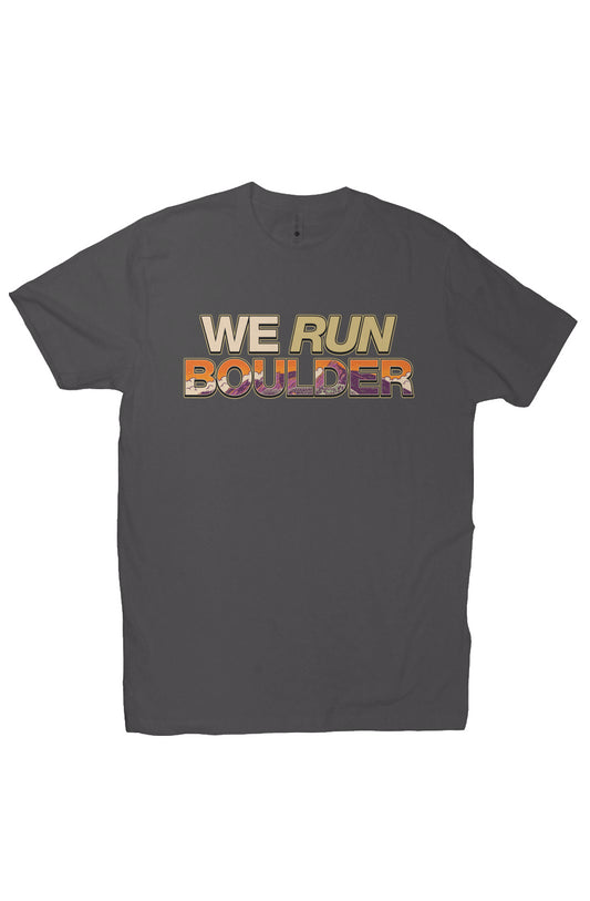 Flatirons Boulder Bold T (Sunrise) worn by runner at sunrise in Boulder
Colorado