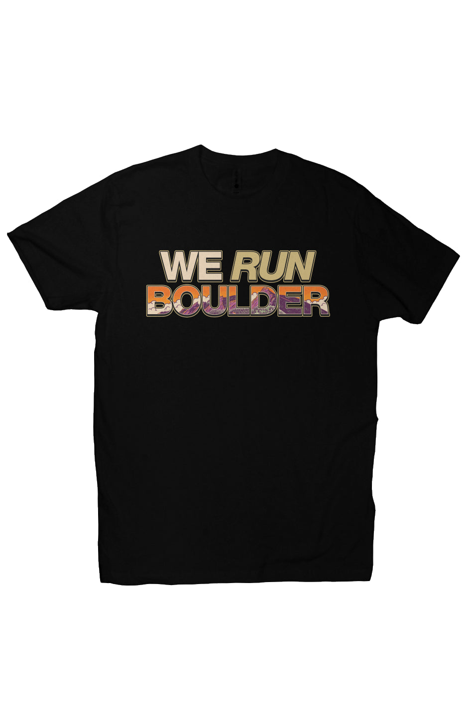 Flatirons Boulder Bold T (Sunrise) worn by runner at sunrise in Boulder
Colorado
