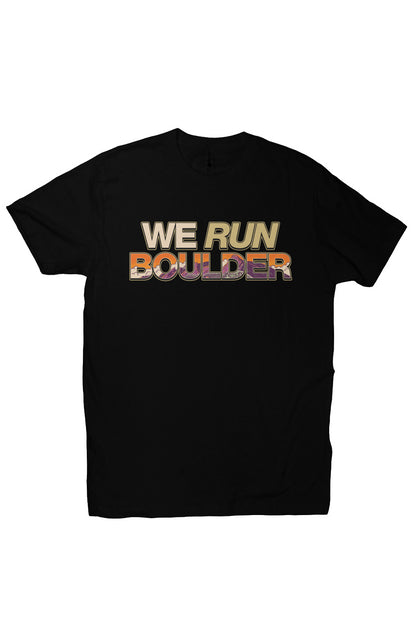 Flatirons Boulder Bold T (Sunrise) worn by runner at sunrise in Boulder
Colorado