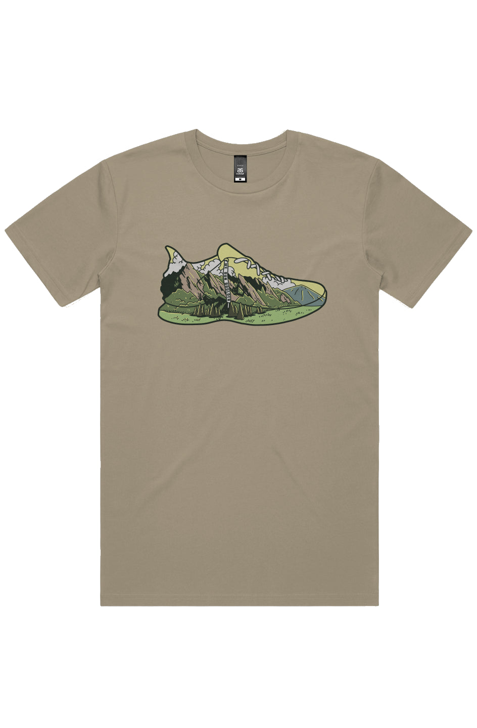 Runner wearing Soulprint Summit Tee on Flatirons trail, Boulder Colorado